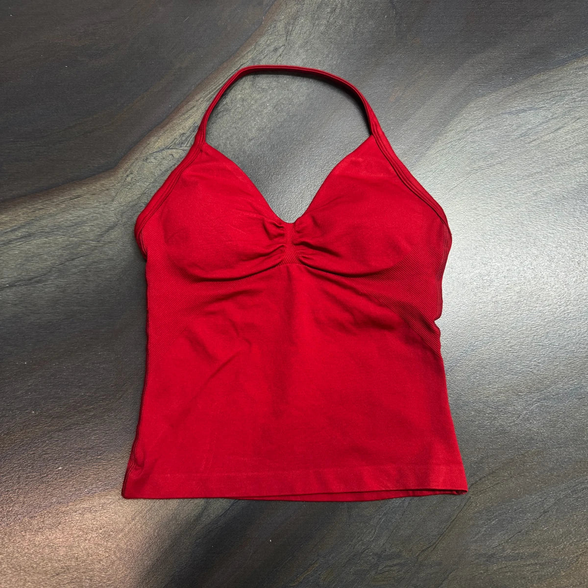 Longline Strappy Top for Women Halterneck Yoga Top Shirts Seamless Workout Gym Top Fitness Gym Clothing