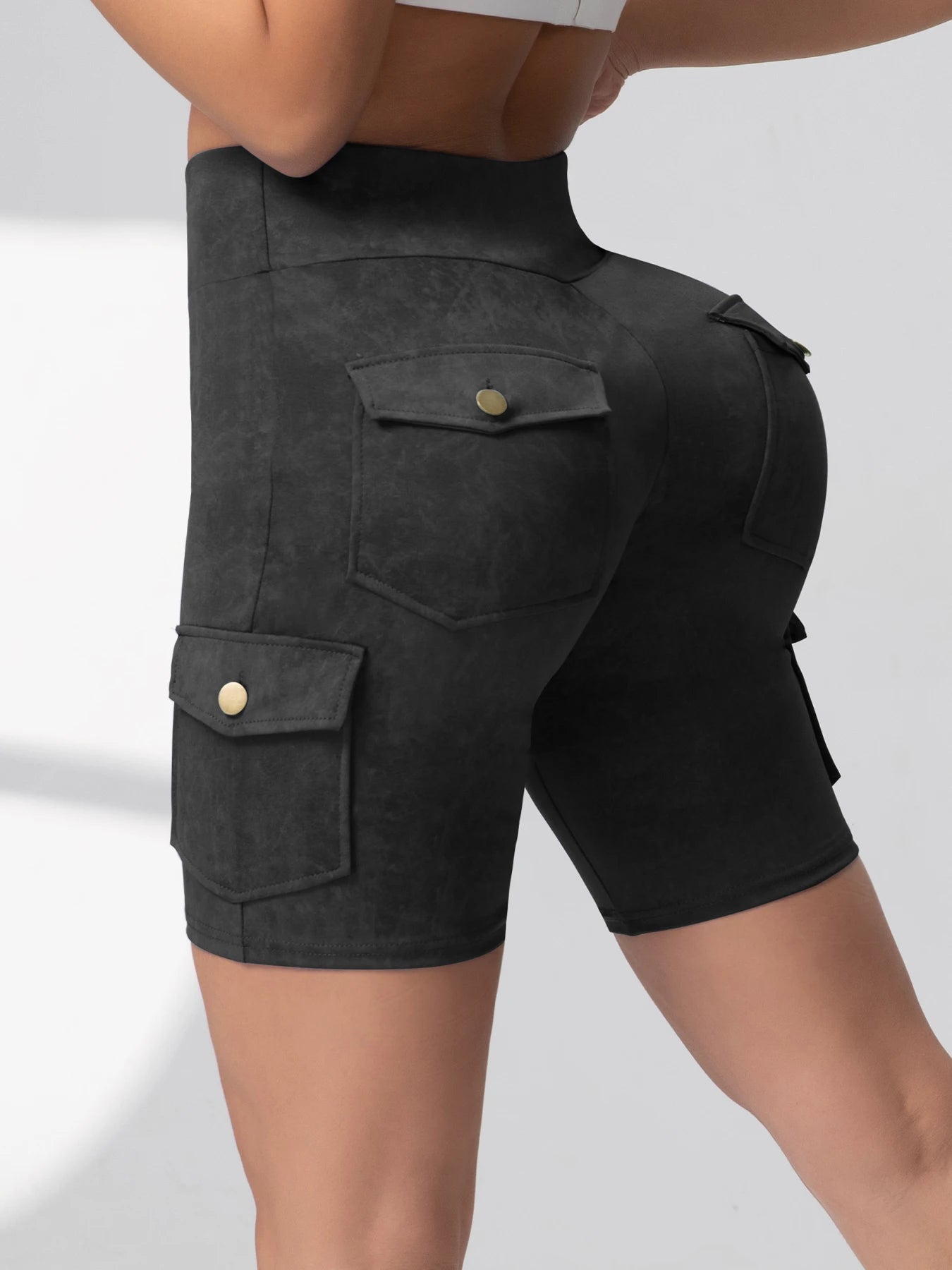 Camouflage Printed Women Shorts with Pockets Butt Lifting Tummy Tight Elastic Slim Outdoor Running Workout Shorts Streetwear
