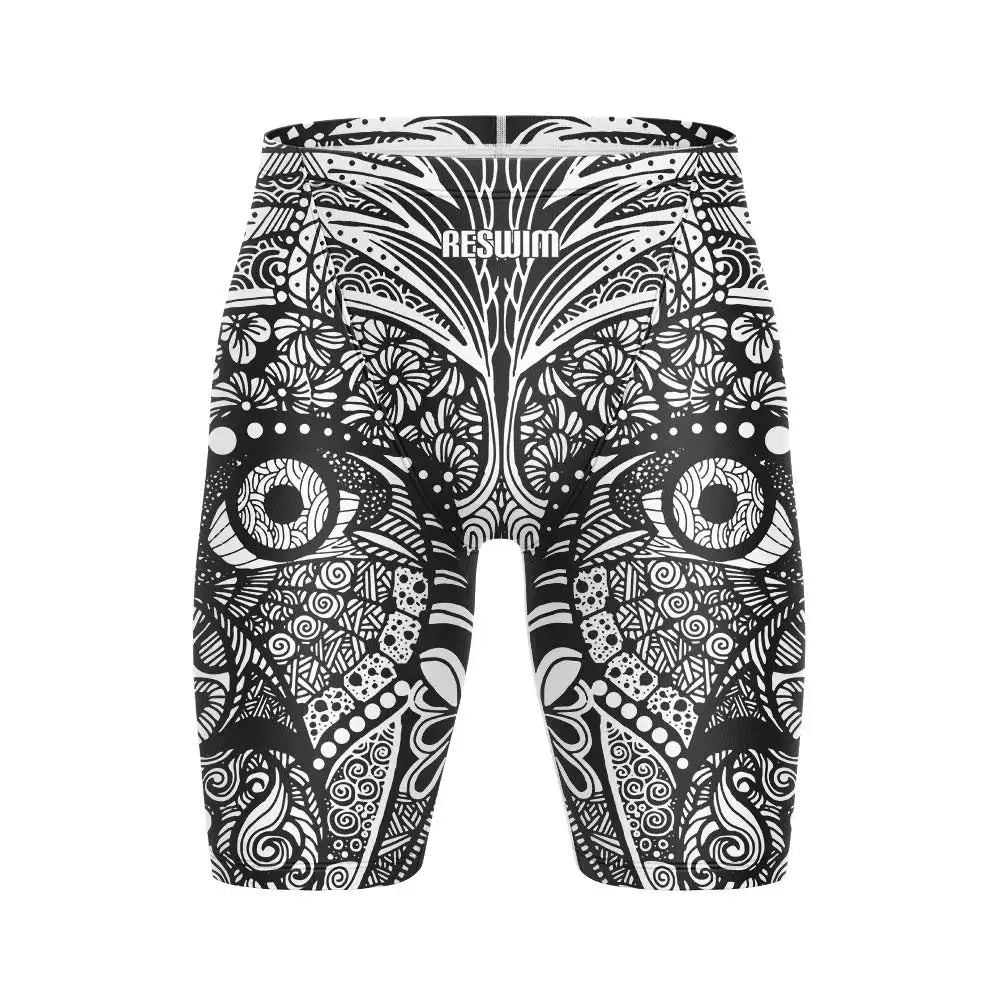 Summer Men's Swim Jammer Athletic Training Swimsuit Swimming Trunks Beach Pool Tights Shorts Quick Dry Running Surfing Pants