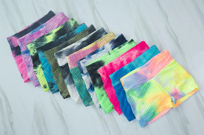 High Waist tie-dye Yoga Shorts Marble Scrunch Butt Biker Shorts Leggings Gym Fitness Pants Running Stretch Training Pants
