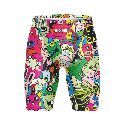 Men's Swim Jammer Athletic Practice Knee-Length Swimsuit Shorts Beach Tights Shorts Swim Pool Pants Swimming Trunks Swimwear