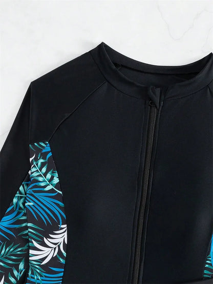 Women's Swimsuit Tankini Set Female Long Sleeves Swimwear Surfing Sports Pool Beachwear Two-Piece Bathing Suits With Shorts