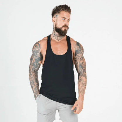 Summer Y Back Gym Stringer Tank Top Men Cotton Clothing Bodybuilding Sleeveless Shirt Fitness Vest Muscle Singlets Workout Tank
