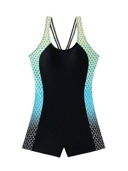 Slim Gradient Print Swimsuit Women One Piece Surfing Swimwear Female Diving Clothes Bathing Swimming Suit Padded Beachwear