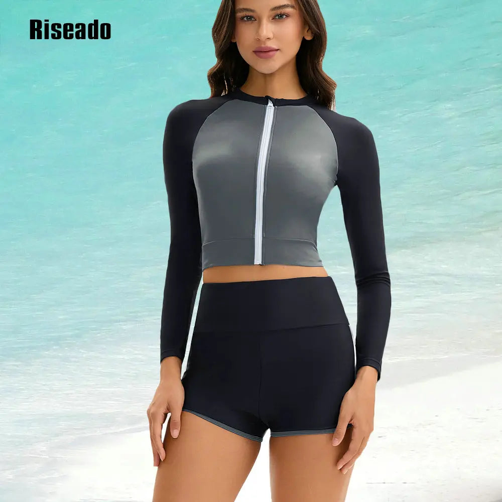 Two Piece Tankini Swimwear Woman High Waist Tummy Control Full Cover Conservative Swimsuit with Shorts