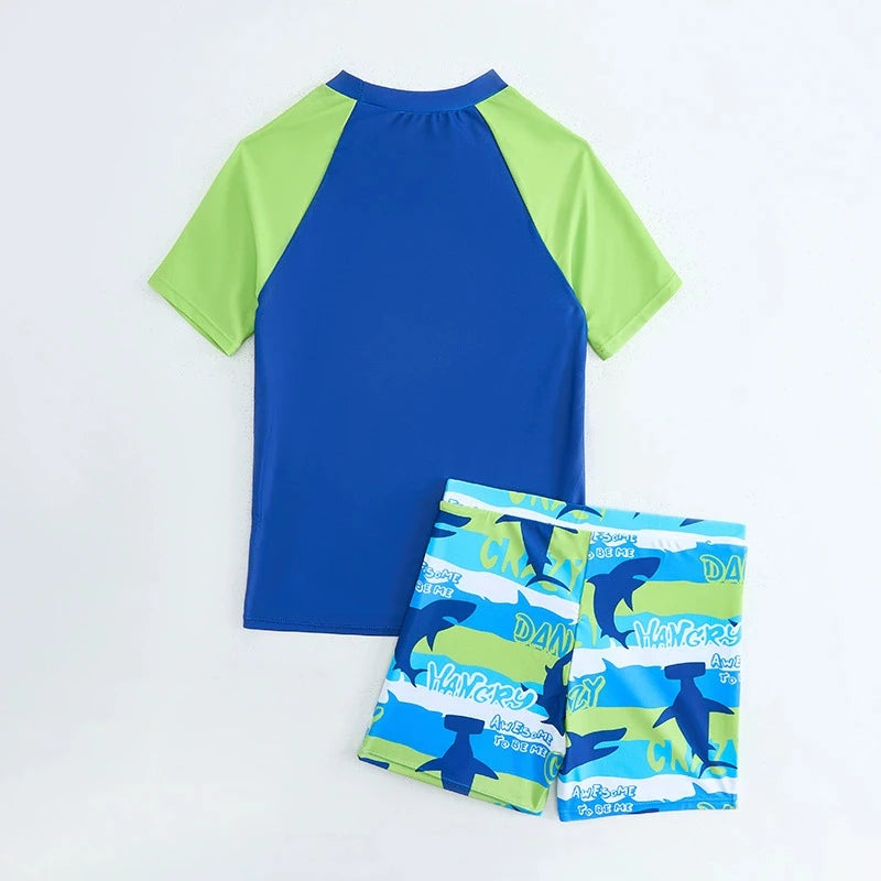 Boys Swimsuit Two Pieces With Shorts Kids Swimwear Female Children's Bathers Bathing Swimming Swim Suit Summer Beachwear