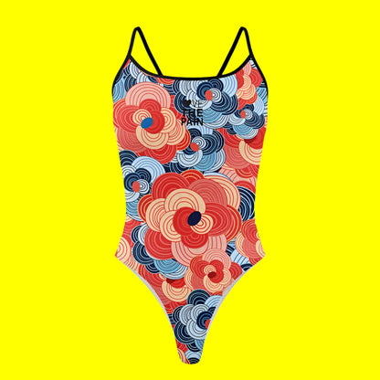 Love The Pain Summer Ladies One Piece Flower Waves Swimsuit