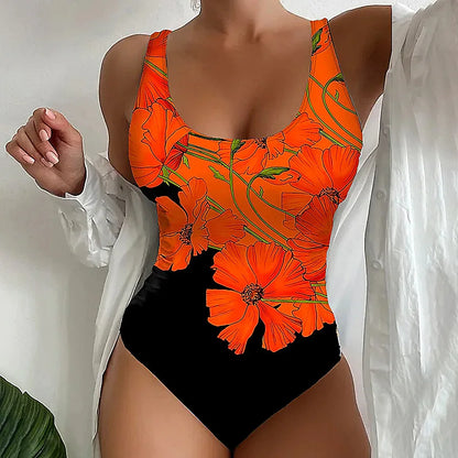 Print One Piece Swimsuits Closed Women Swimwear Push Up Swimming Wear Body Bathing Suits Beachwear Pool Bather