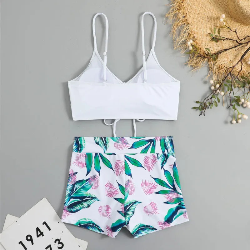 Swimsuits White Tankini Set Female Two-piece Swimwear Beach Swimming Wear Bathing Suits Pool Women's Swimming Suit