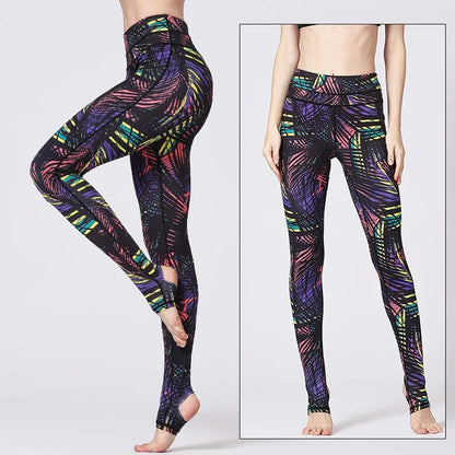 Yoga Pants Women High Waist Trainer Sports Leggings Long Tights Floral Push Up Running Trouser Workout Tummy Control