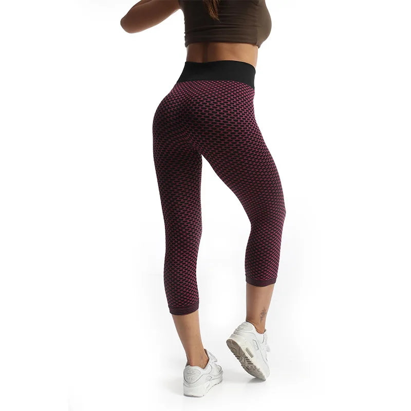 YSDNCHI Push Up Leggings Breathable Workout Capris Sport Leggins Seamless High Waist Mid-Calf Women Gym Fitness Yoga Clothing