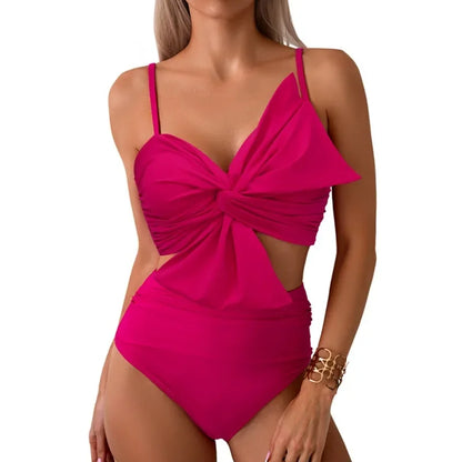Women Flower Printed Separated Bikini Set Fashion Bow Tie Style High Waist Swimwear Shorts Beach Wear