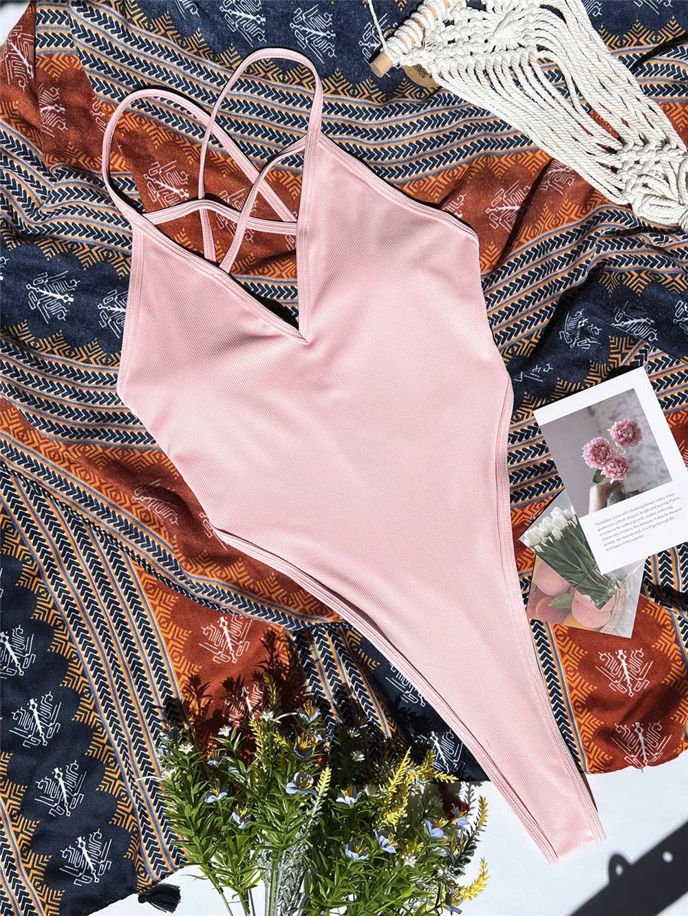 Pink Swimsuit Cross String Backless Micro Bikini Extreme BeachWear One-Piece Monokini Bandage Sexy Women Bathing Suits Swimwears