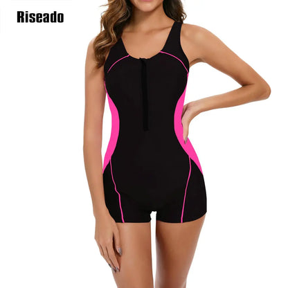 Sports Swimwear One Piece Swimsuit Sleeveless Surfing Bathing Suit Full Coverage with Boyleg shorts Pool & Training