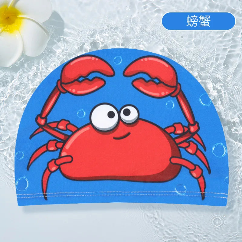 PU Coating Cartoon Children Swimming Hat for 1-7 Year Old Boys Girls Elastic Swimming Cap Shower Beach Pool Accessories