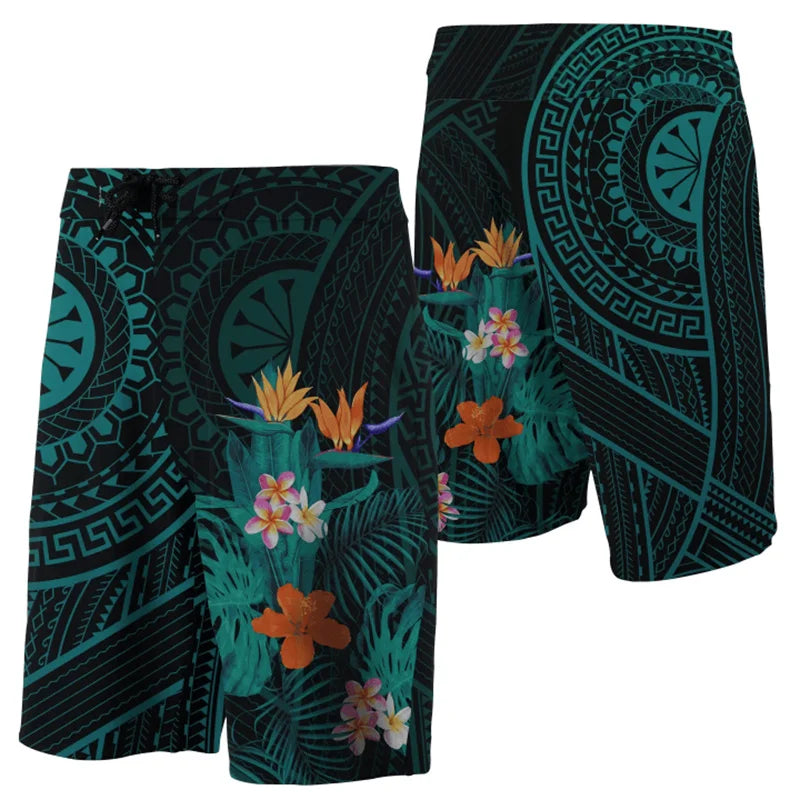 2024 Men Beach Shorts Hawaii Summer Tropical Polynesian Kanaka Women Board Shorts 3D Print Swim Trunks Ropa Hombre Short Pants
