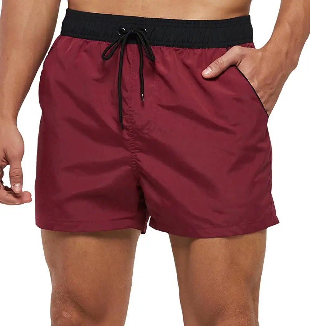 Men Summer Swim Shorts Swimwear Trunks Swimsuits Quickly Dry Surf Beach Board Elastic Waist Swim Pants Surfing Shorts with Mesh