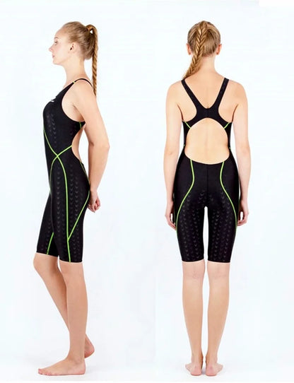 HXBY Professional Competition Knee Length Waterproof Chlorine Resistant Women's Swimwear Plus Size 5xl