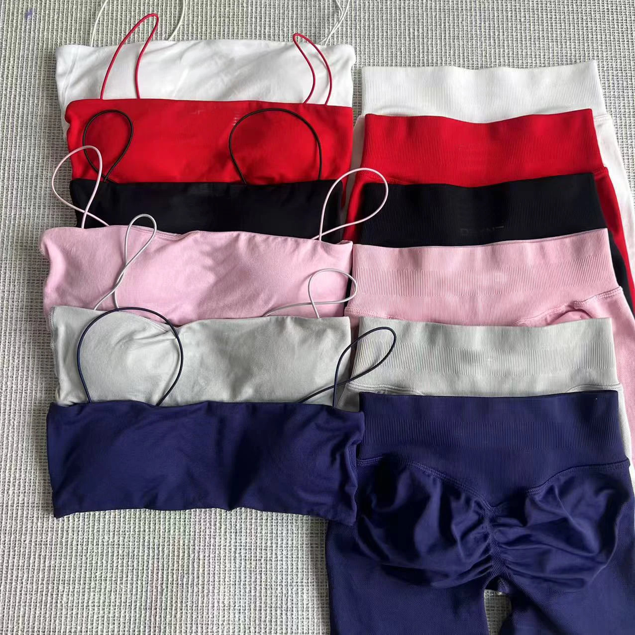 Mini Sports Bra for Women Yoga Set Backless Bandeau Strappy Gym Crop Top Seamless Scrunch Legging Workout Pant Active Wear