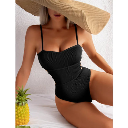 Swimsuit One Piece Solid Swimwear Women One-piece Bathing Swim Suit Female Padded Beach Wear Swimming Summer