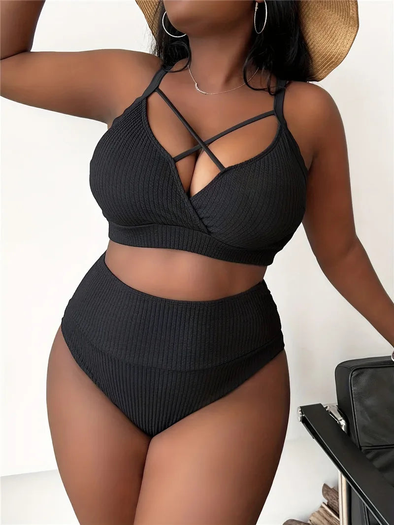 Plus Size XL-4XL Swimwear Women Backless two piece Swimsuit tankini Bikini
