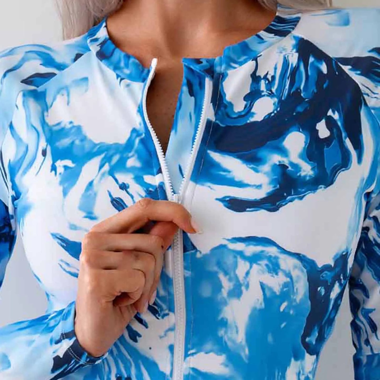 Women's Long Sleeve Rash Guard Printed Surfing Swimsuit Swimwear Bathing Suit