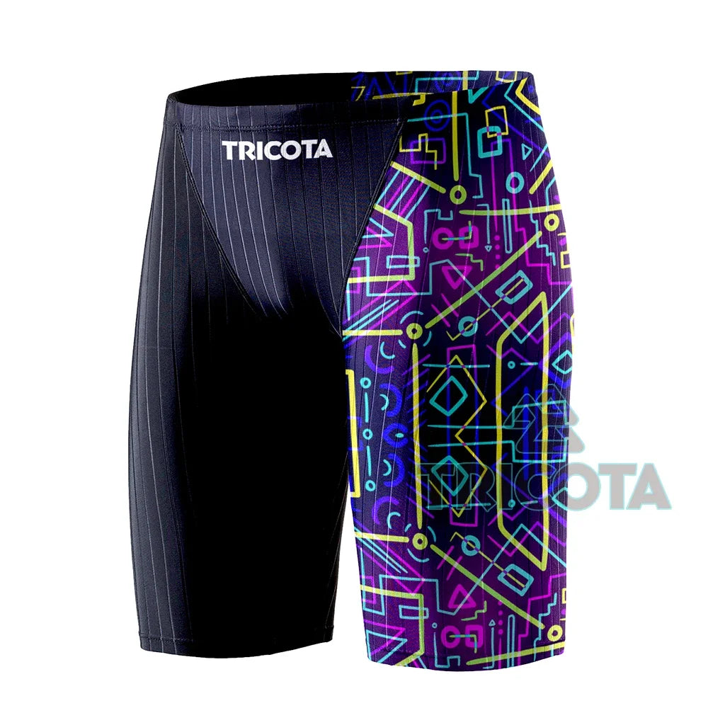Men Swim Jammer Swimwear Shark Skin Lycra Fiber High Level Male Swimming Quick-Dry Swimwear Trunk Training Race Pants Surfing