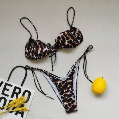 21 Colors Bikini Women Solid Leopard Floral Print Swimwear Swimsuit Female Bandage Strap Beach Bikinis Set Bathing Suit