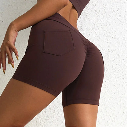 V Back Waist Scrunch Yoga Pant Women Sport Legging Gym Squat Proof Fitness Pant Hip Lift Workout Shorts Tights Active Wear