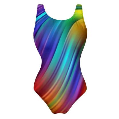 Bright Rainbow Swimsuit Abstract Art Push Up Swimwear One-Piece Vacation Bath Bathing Suit Bodysuit Design Beachwear Large Size