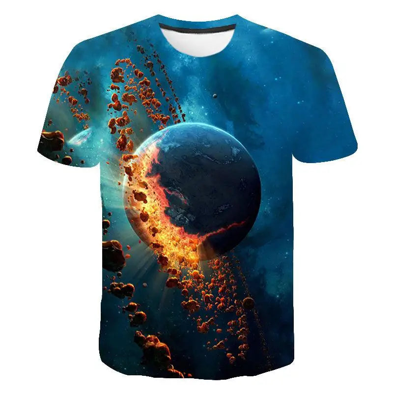 Cosmic Planet Space Galaxy 3d Printing Men's Ladies Children's Casual T-shirts Starry Cool Tops Fashion Street Light Sports
