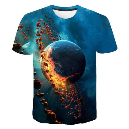 Cosmic Planet Space Galaxy 3d Printing Men's Ladies Children's Casual T-shirts Starry Cool Tops Fashion Street Light Sports