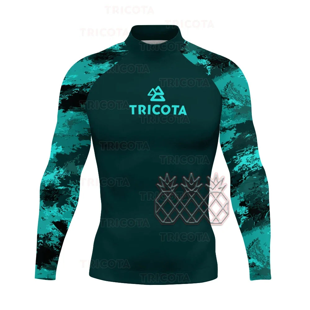 Men's Long Sleeve UV Protection Diving Wear Summer Water Sports Swimming Rashguard Surfing T-shirts Surfing Rash Guard Swimwear