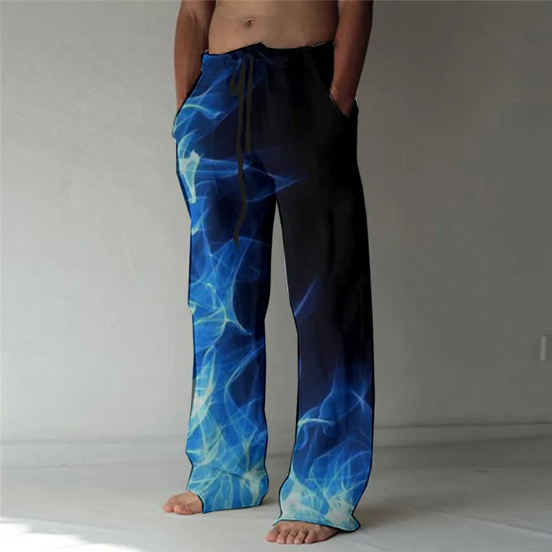 Men's Casual Pants Fashion Beach Pants Drawstring Elastic Waist 3d Printed Summer Comfortable Loose Pants Men's Clothes