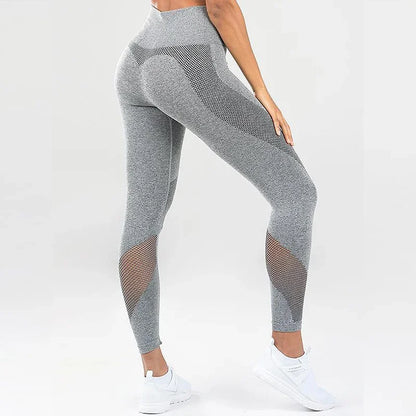 Women Yoga Pant High Waist Sport Leggings Mesh Breathable Fitness Tights Hip Lifting Running Trousers Gym Workout Leggings Female