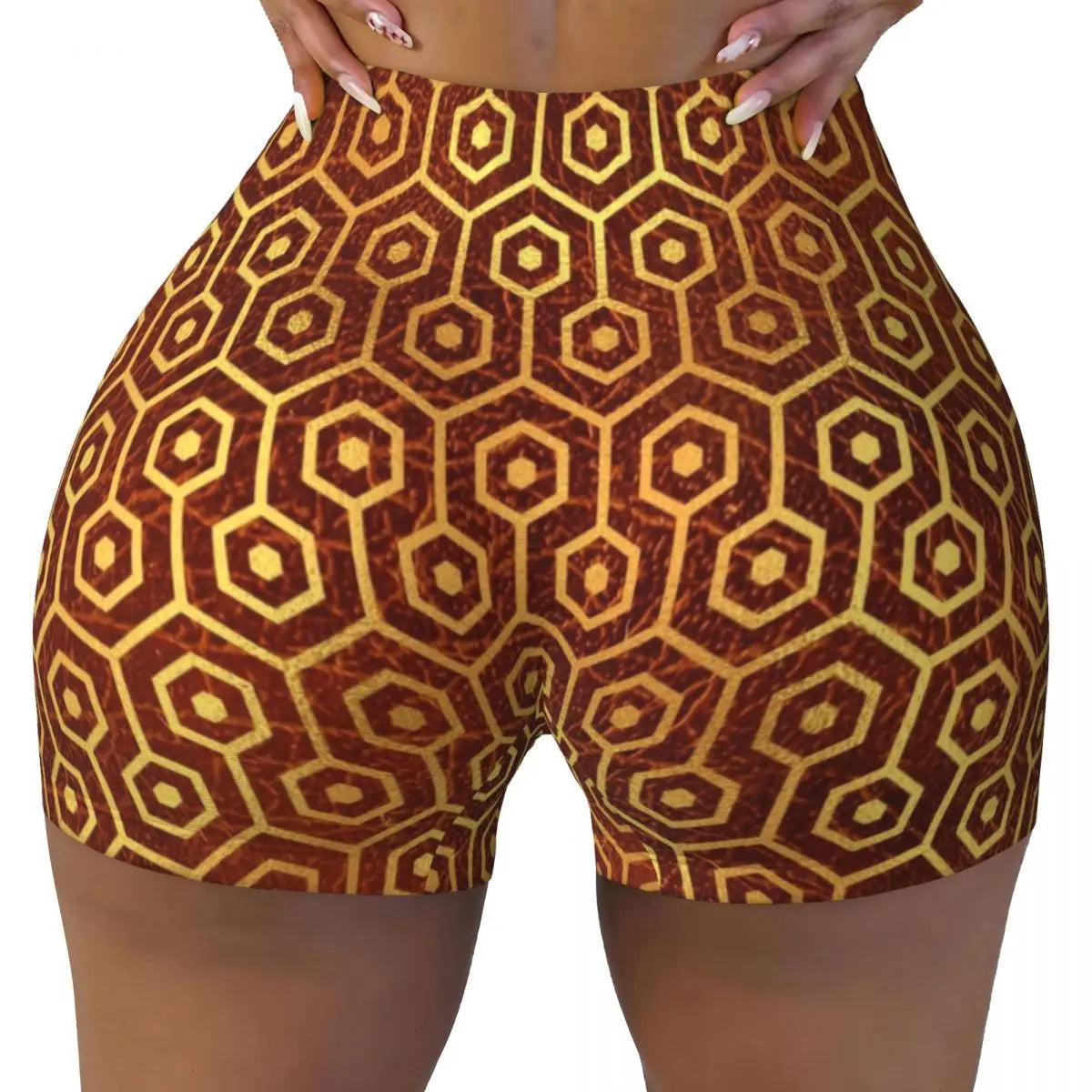 Color Pattern Black And White Pattern Yoga Shorts