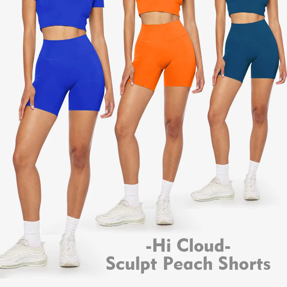 6" Hi Cloud Sculpt Peach Hidden Butt Scrunch Workout Gym Shorts Plain High Waist Yoga Fitness Shorts