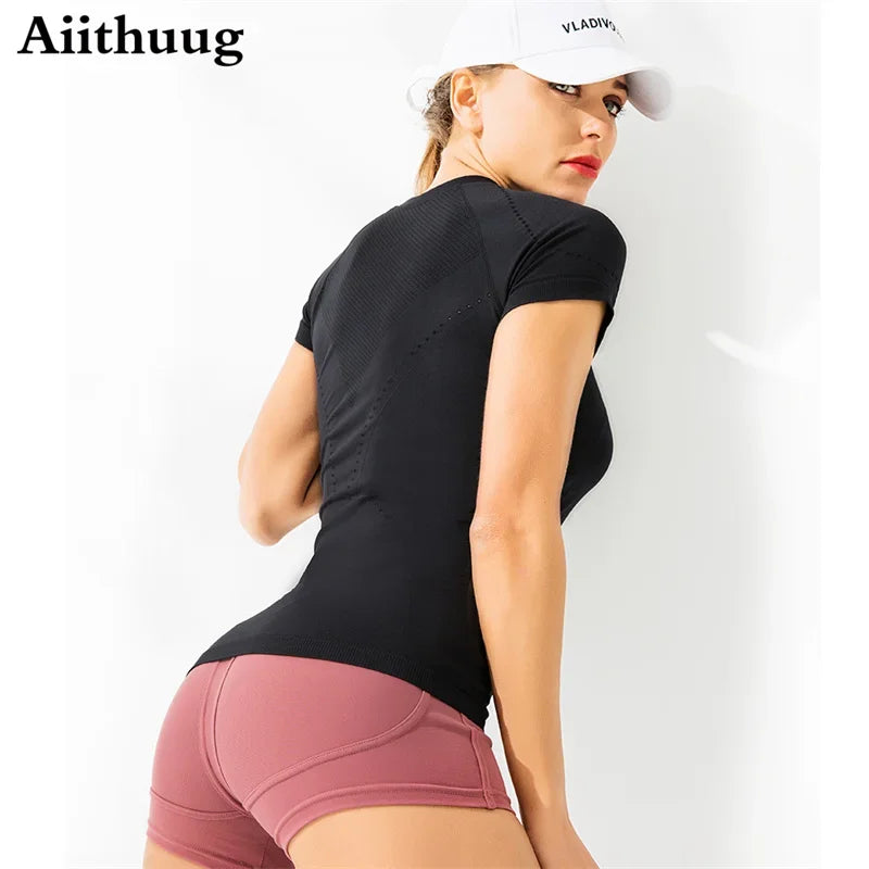 Women Moisture Wicking Shirt Dry Fit Yoga Shirts Short Sleeve Running Shirts Mesh Top Breathable Tank Tops Activewear