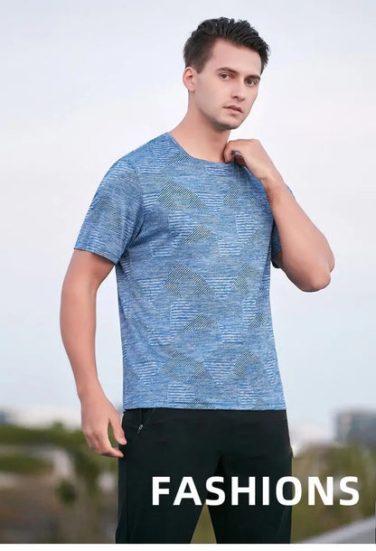 (M-5XL)Men Loose Fit Quick Dry Sport T-Shirt Running Football Basketball Gym Short Sleeve Tee Shirt Breathable Fitness Tops