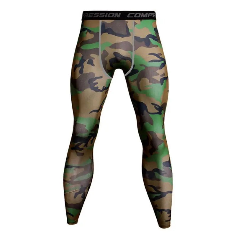 Men Leggings Skinny Long Pants Running Yoga Sports Gym Fitness Boy Training Basketball Base Layer Camouflage Trousers Quick Dry