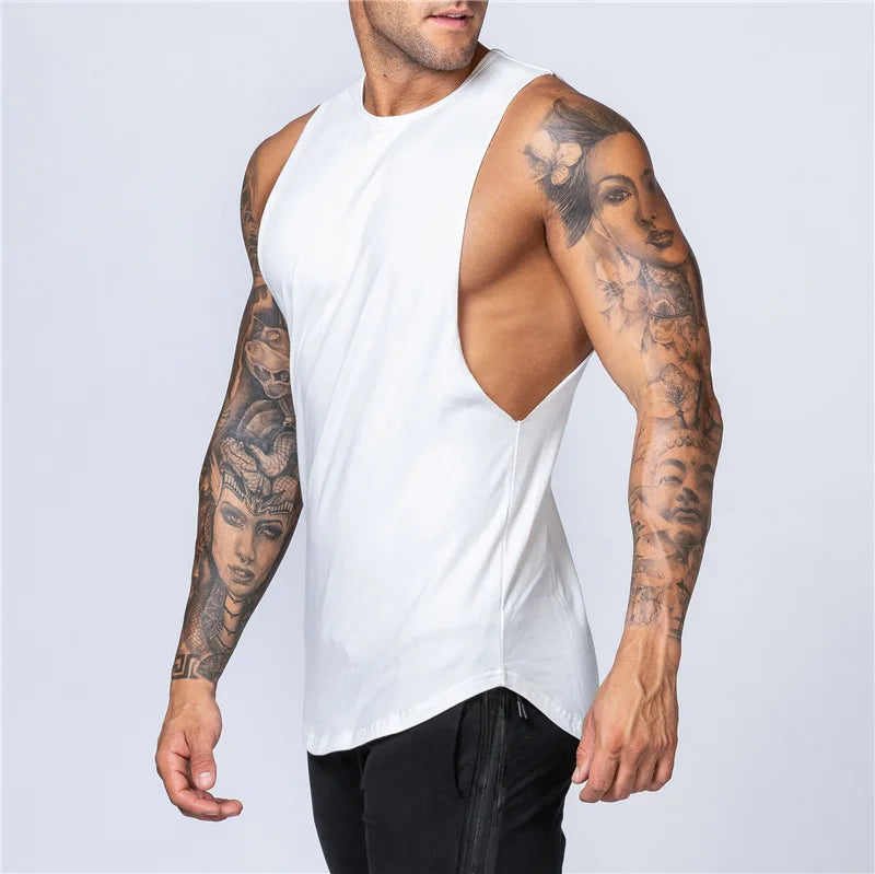 Bodybuilding Muscle Exercise Undershirt Men Gym Sports Cotton Moisture Wicking and Breathable Casual Vest Printed Workout Tops