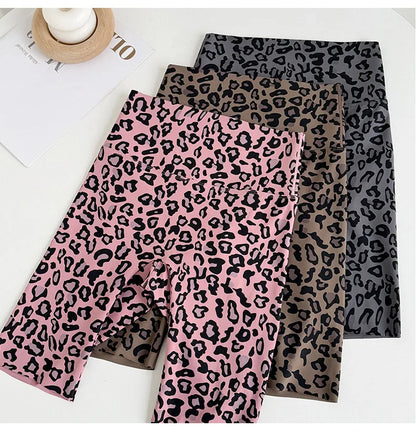 BIVIGAOS Summer Fashion Trend Leopard Print Cycling Shorts Women High Waist Tight Sport Short Leggings Fitness Biker Shorts