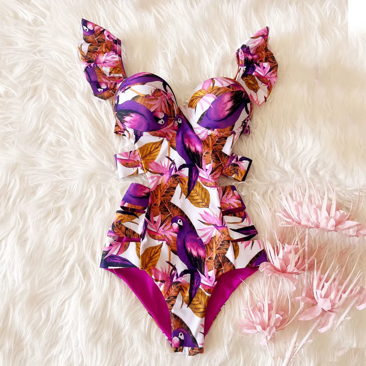 One Piece Swimsuit Female Push Up Swimwear Print Bathing Suit Summer Beachwear Hanging Neck Swimming Suit