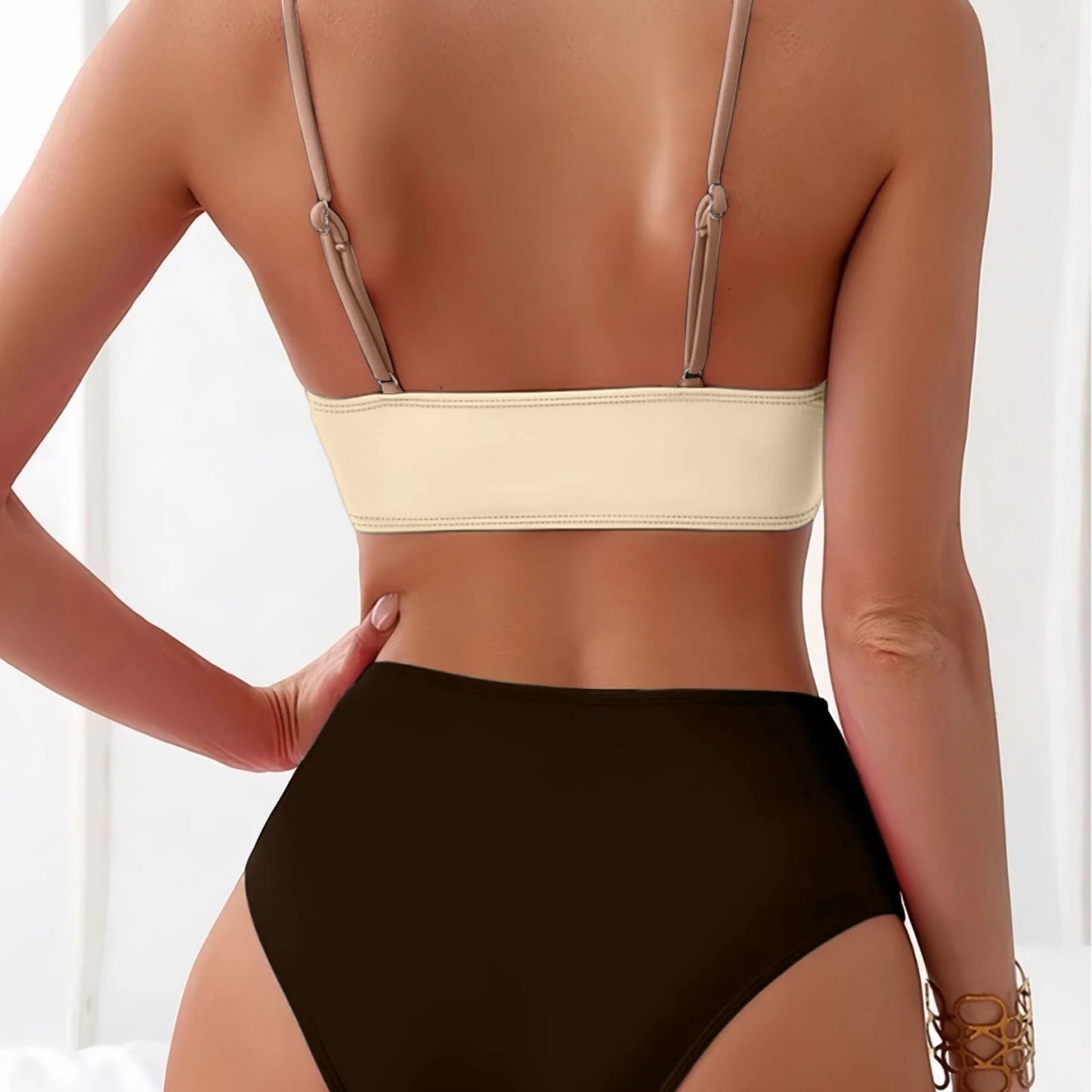 Bikini Set Women's 2 Piece Swimwear Cross Ruched Swimsuit High Waisted Push Up Bikinis Summer Beach Vacation Ladies Bathing Suit