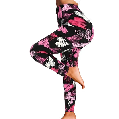 Plus Size Red And White Heart-Shaped Sports High Elasticity Casual Simple Cropped Pants