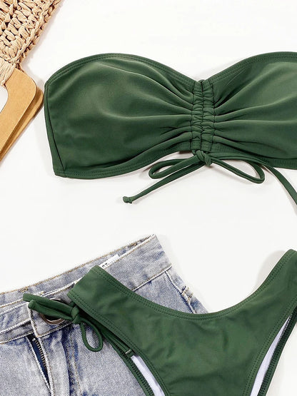 Bikini Green Swimsuit Women Swimwear  Bathing Suit Thong Brazilian Biquini Woman Beachwear Summer