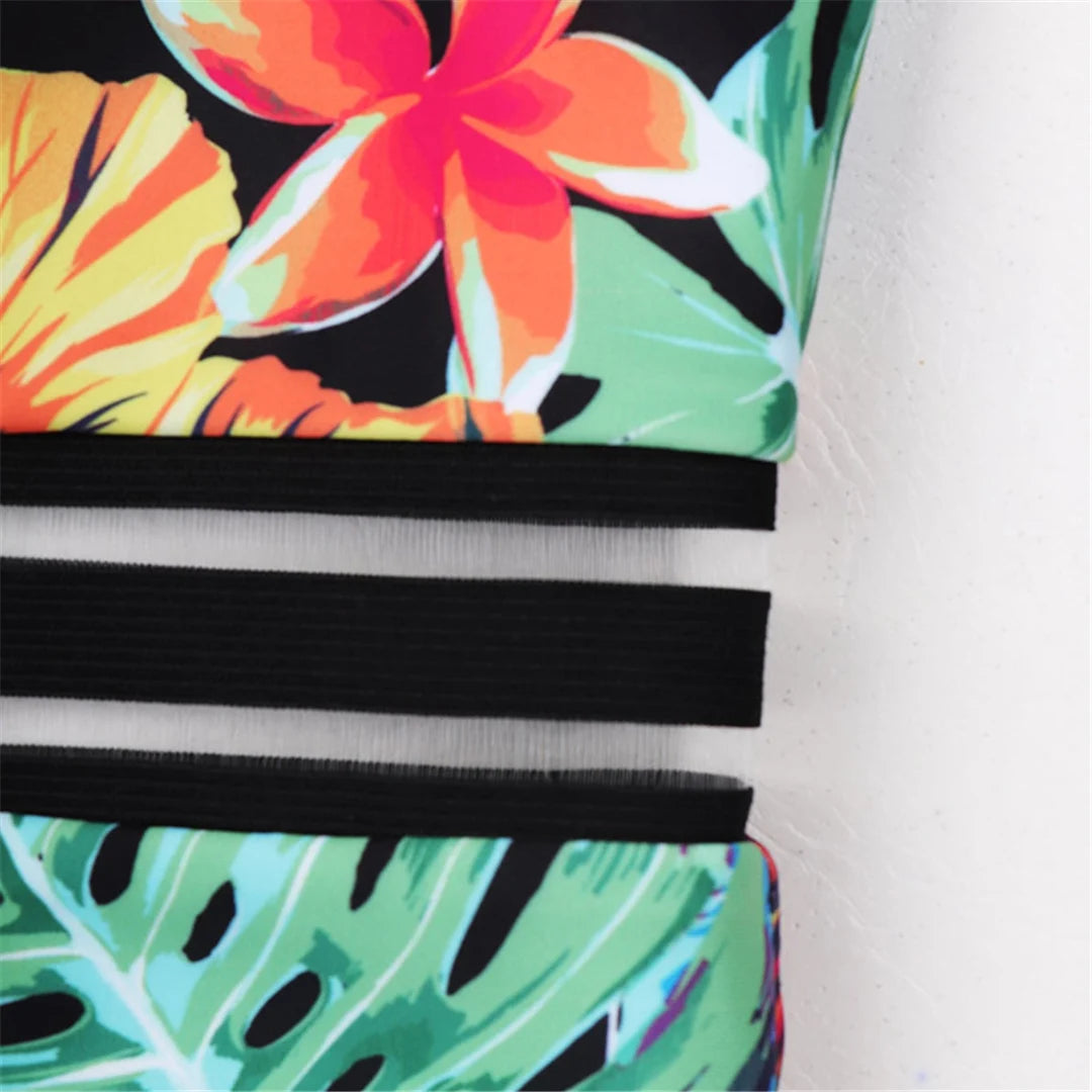 S - XL Leaves Printed Underwired With Bra Cup Women Swimwear One Piece Swimsuit Female Monokini Bather Bathing Suit Swim