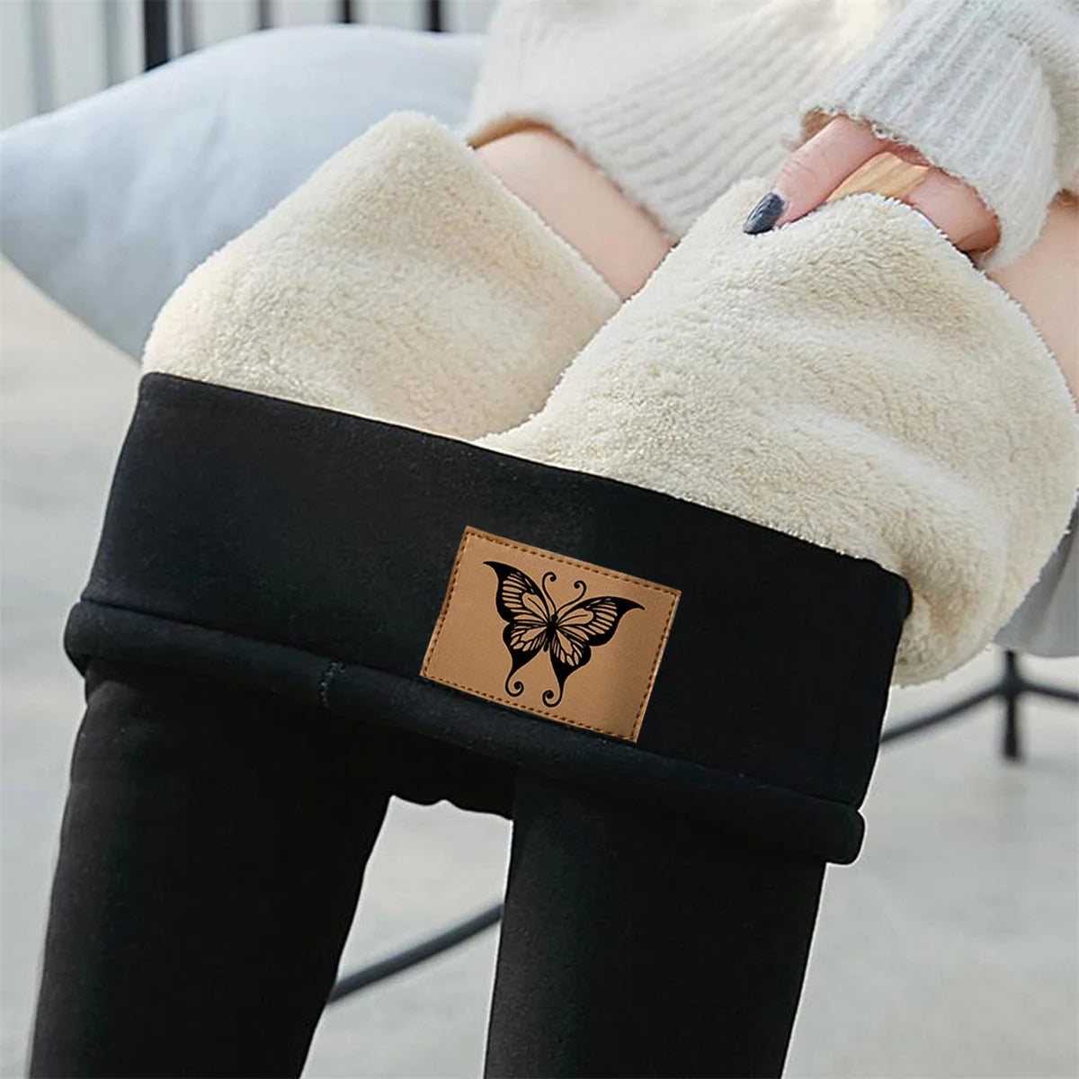 Winter Women Leggings Solid Warm Leggings Thicken Lamb wool Hight Waist Fleece Keep Butt Lift High Stretchy Walking Pants Pocket