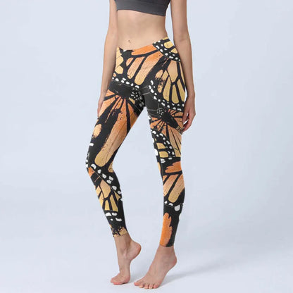 High Waisted Yoga Pants Leggings for Women Bamboo Print Workout Tights Non-See Through Gym Fitness Running Athletic Wear