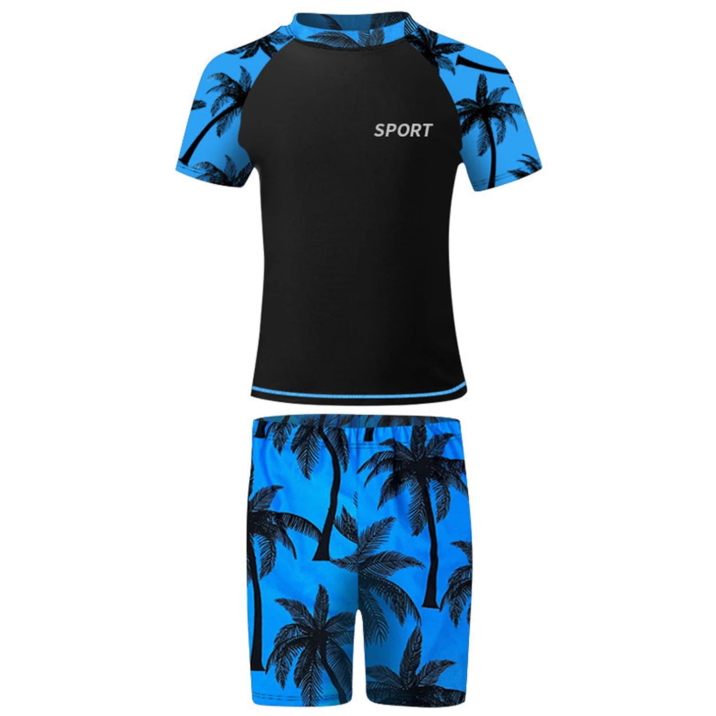 Kids Boys 2 Pieces Swimsuit Rash Guard Short Sleeve Swim Shirt Tops with Shorts Swim Trunks Swimwear Surfing Beach Bathing Suit